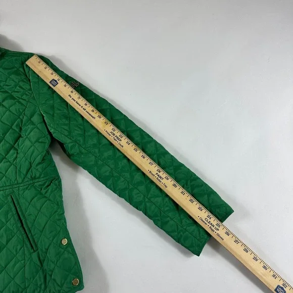 Lauren Ralph Lauren Women's Large Green Quilted Jacket Gold Snap Button Coat - Picture 10 of 10